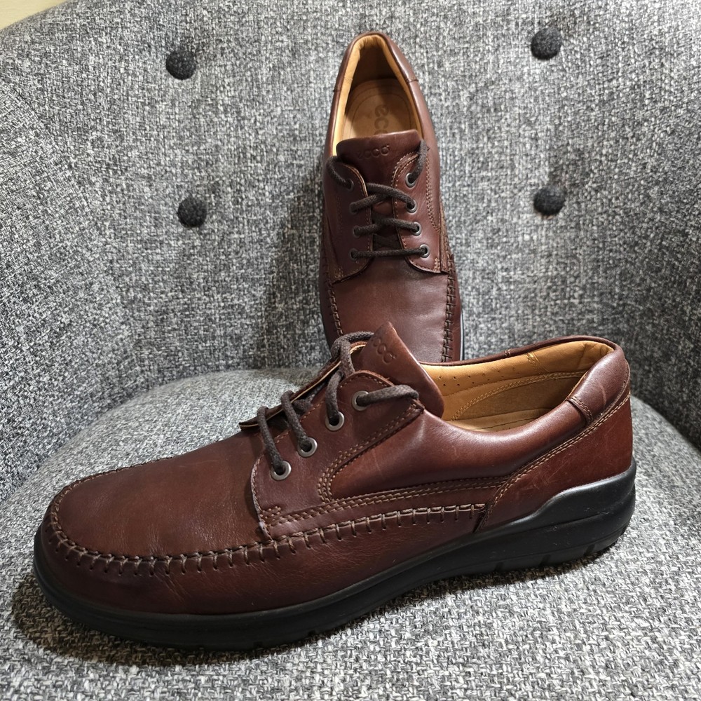 Ecco Seawalker Comfort Shoes Mens EU47 US 13/13.5 Brown Leather Lace Up Walking