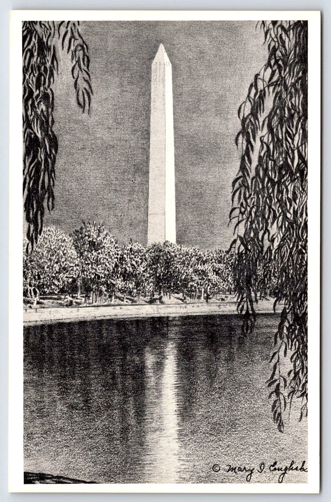 Vintage Old Antique Postcard Art Washington Monument Washington D.c. Usa