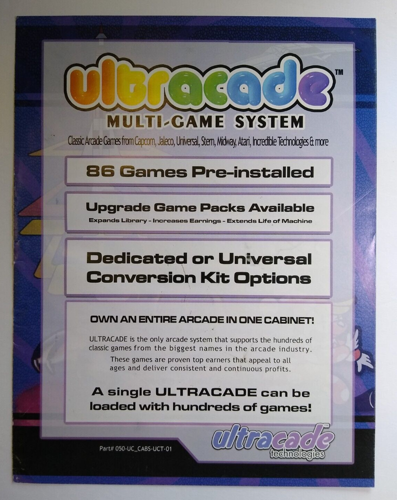 Ultracade Multi Video Game System Arcade FLYER Original Foldout Artwork Sheet