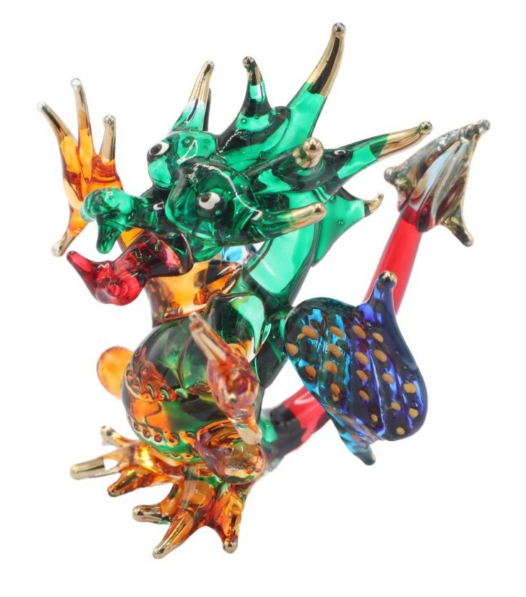 Elegance Hand Blown Glass Dragon Art Glass Animal Figurine Collectible