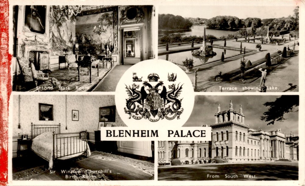 Blenheim Palace, Sir Winston Churchill, Birth Room, Terrace, Lake, Postcard