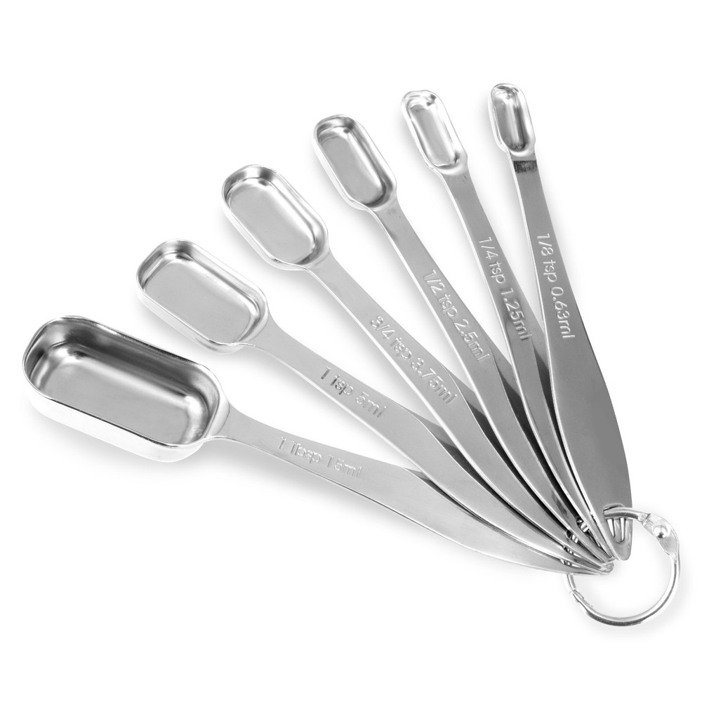 Accurate 18/8 Stainless Steel Measuring Spoons, Heavy Duty Good Handle Set of...-image