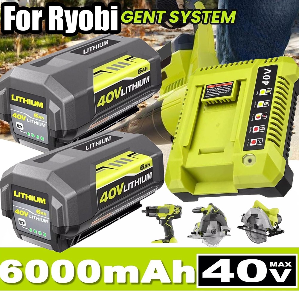 7.5AH For Ryobi 40V High Capacity Battery 6Ah OP4026 OP4040 OP4050 4060 +Charger