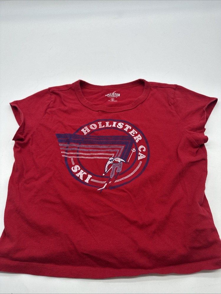 Hollister T-Shirt Women’s Small Graphic Print Logo Red..#31146