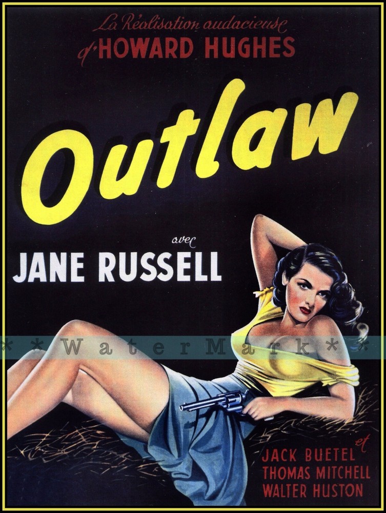 Outlaw 1943 Jane Russell Western Movie Poster Retro Style Vintage Art Print