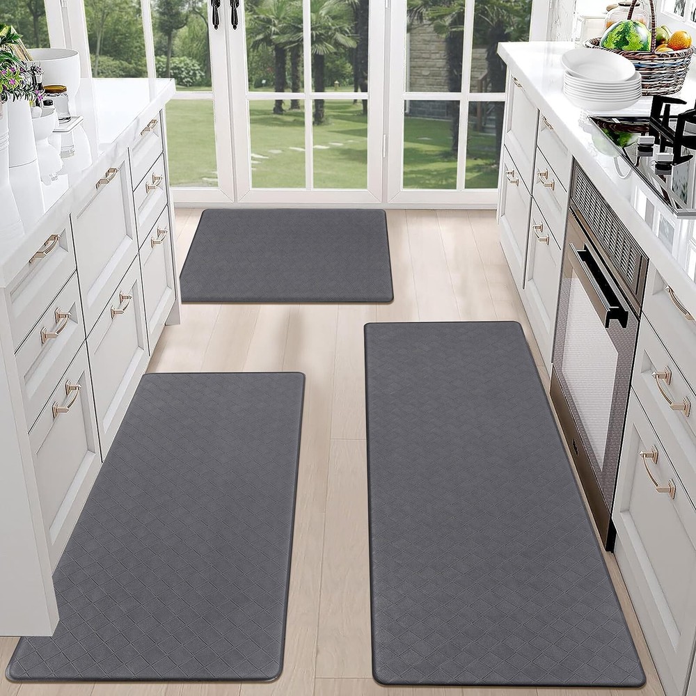 HEBE Anti Fatigue Kitchen Mats for Floor Set of 3 Cushioned Kitchen Rug Sets ...