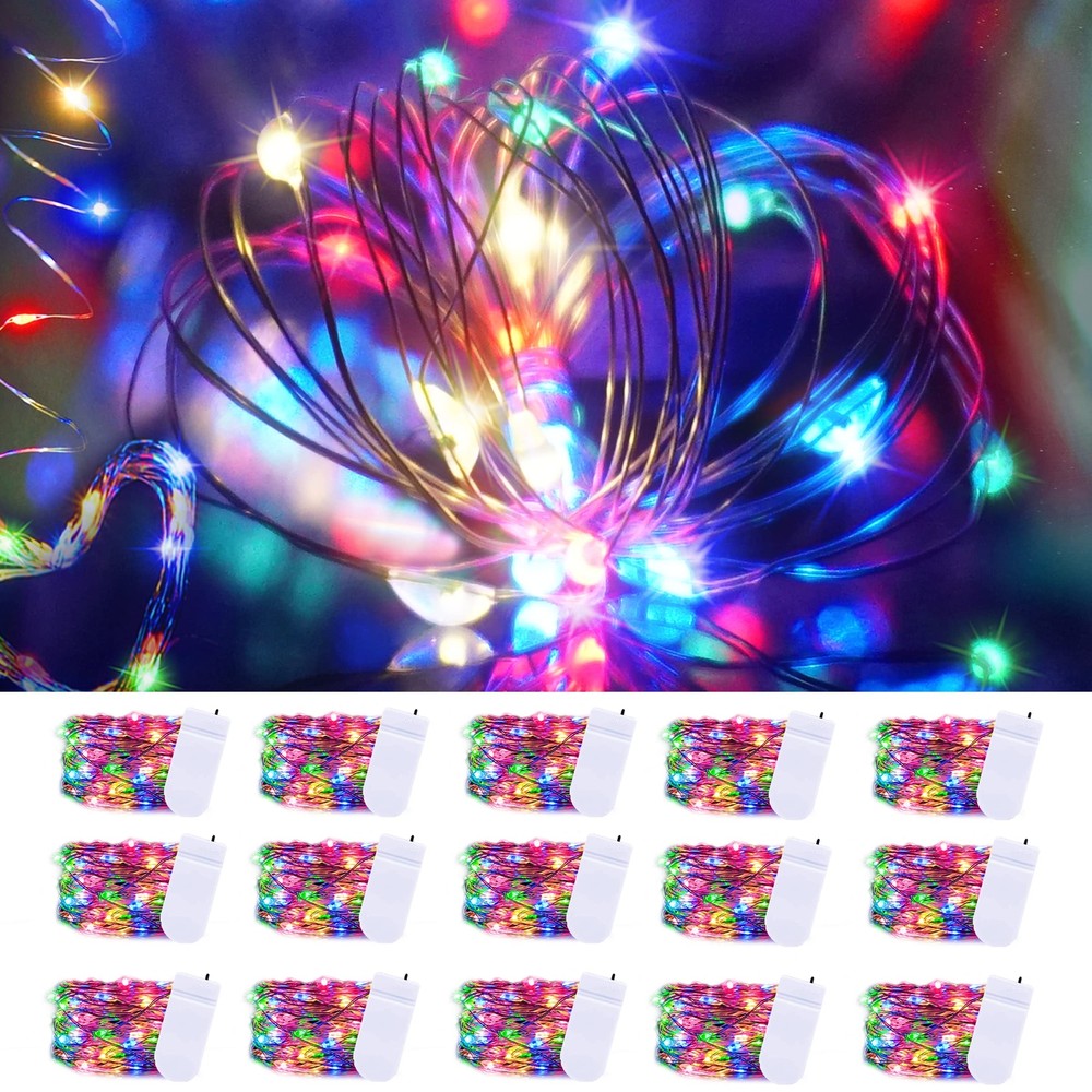 Christmas Fairy Lights Battery Operated-15 Packs 20 LED 6.6FT Silver Wire Str...