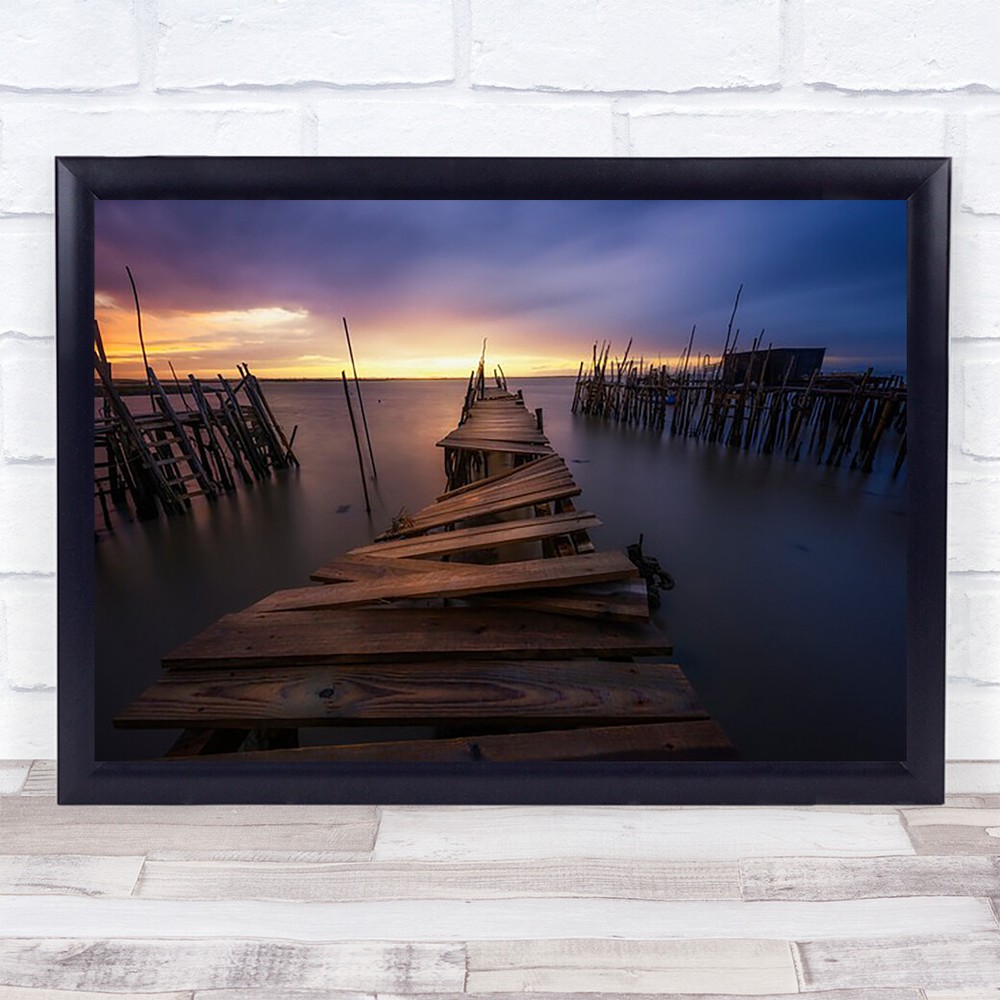 The end Sunset Portugal Kasefilters Palafitico Wooden Water Sea Ocean Art Print
