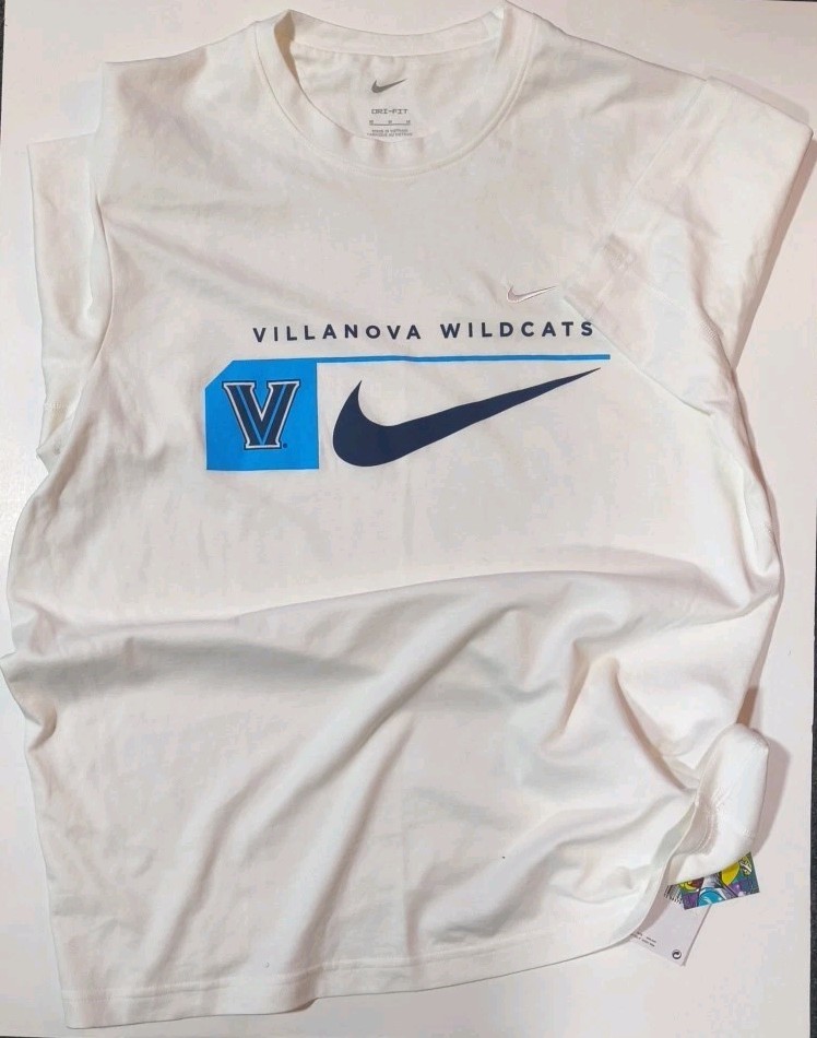 New Nike Villanova Wildcats Dri-FIT T-Shirt Men's Medium White NWT NCAA
