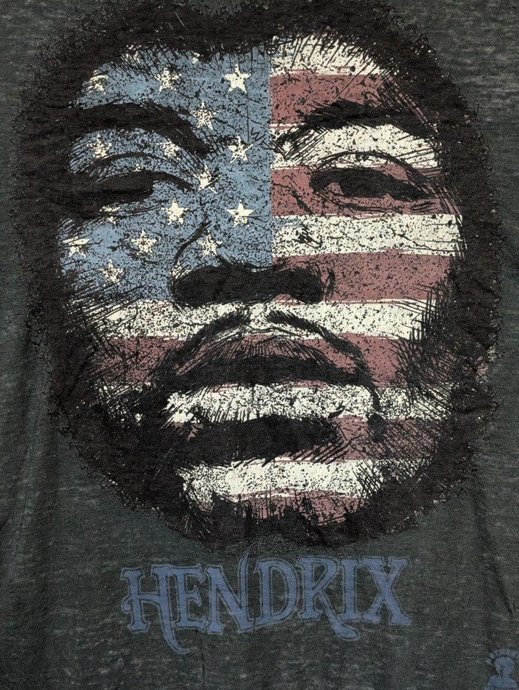 Liquid Blue Mens T-shirt Gray Patriotic Jimi Hendrix Musician XL #6263