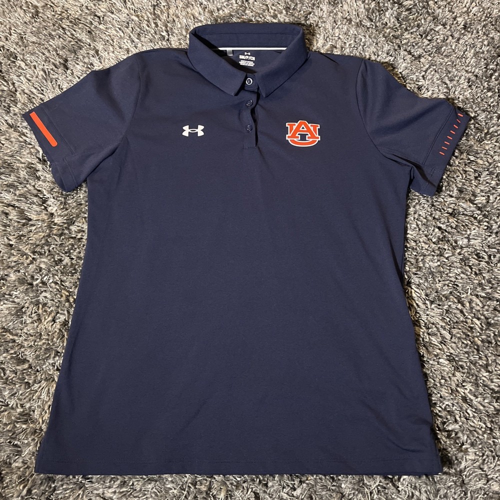 Auburn Tigers Under Armour Polo Shirt Navy Blue Women’s S Orange Logo & Accents