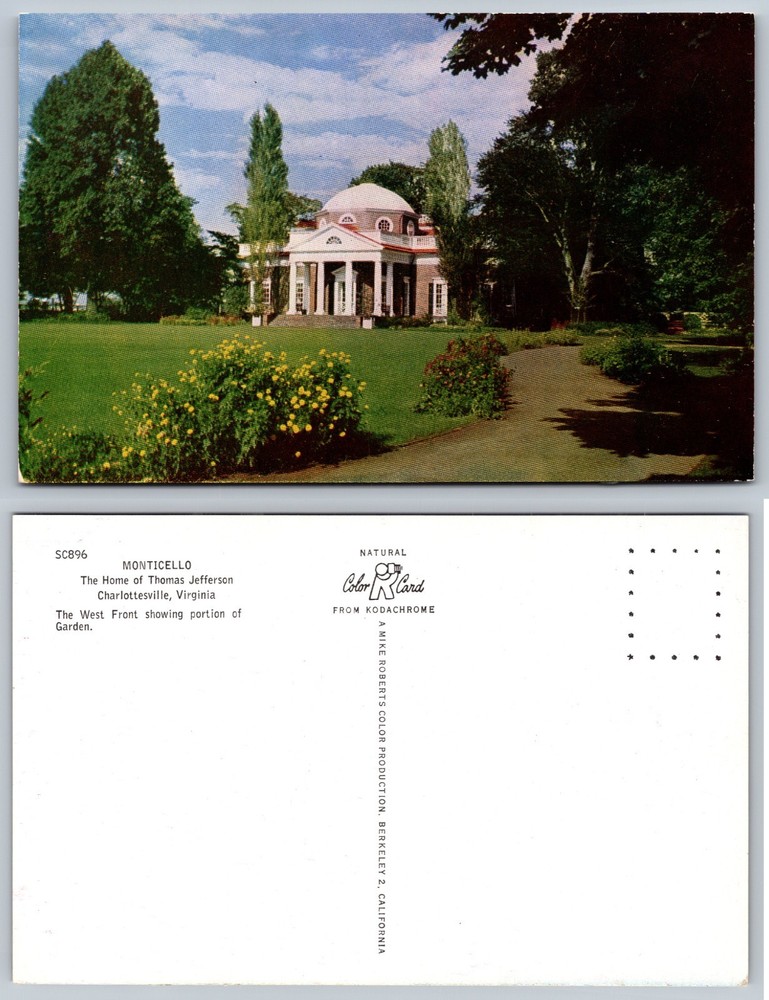 Monticello Charlottesville Virginia Gardens Postcard
