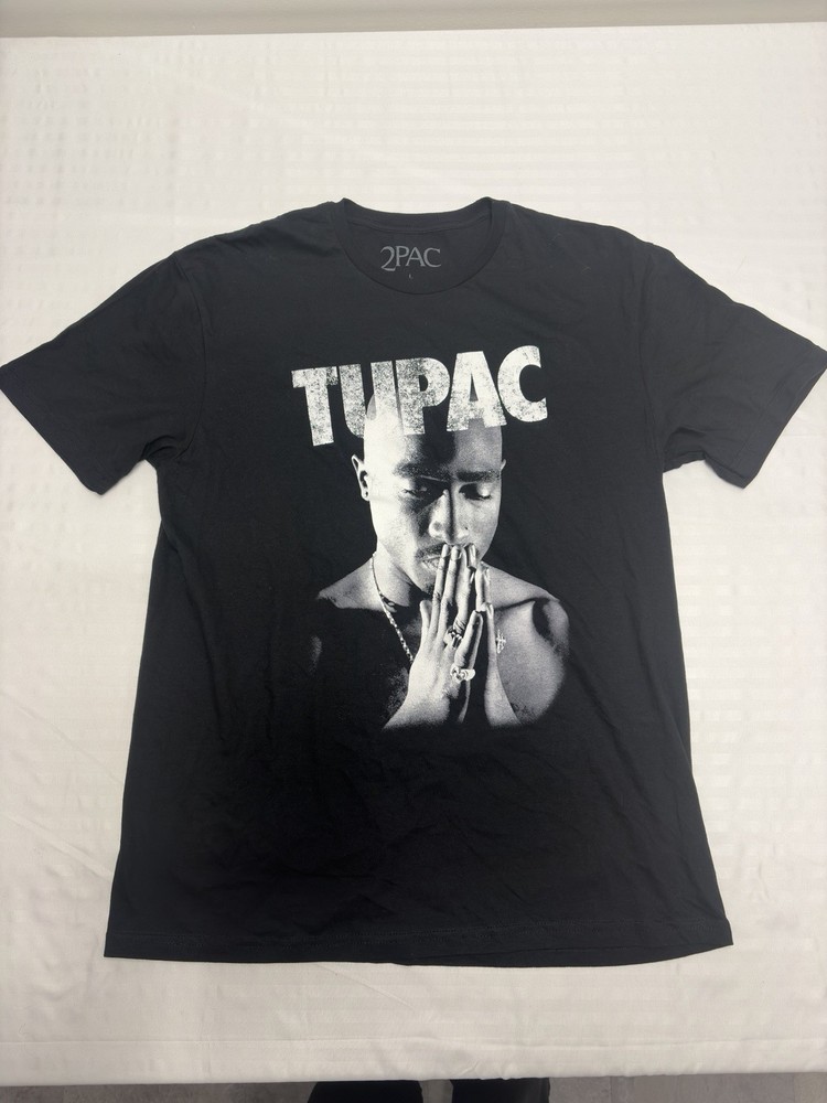 2pac Tupac Shakur Praying Hand Graphic T-shirt Men Large Black Music New