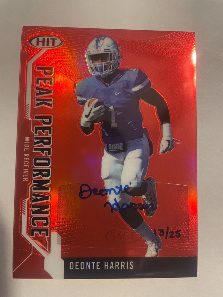 2019 SAGE HIT Deonte Harris Peak Performance Autographs Red #13/25 Bills Hot!!!