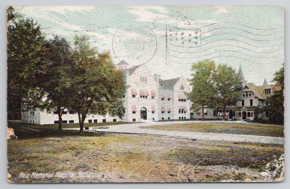 Reid Memorial Hospital Richmond Indiana 1908 Divided Back Postcard