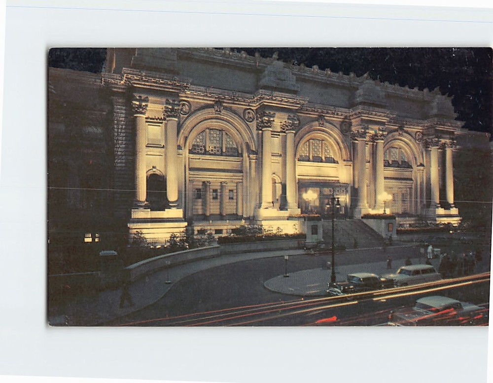 Postcard Night View Metropolitan Museum Of Art USA