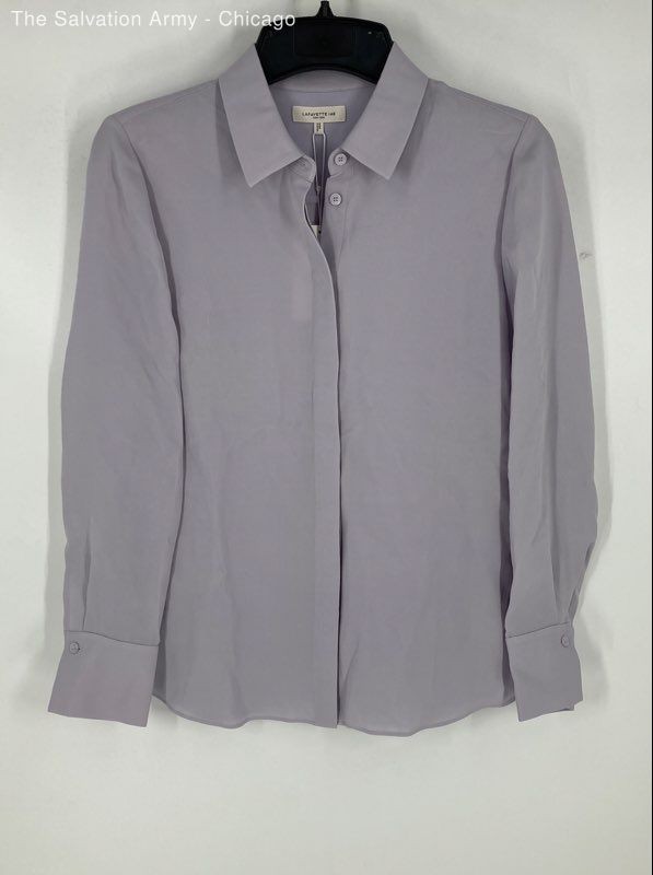 Lafayette 148 New York Womens Lilac Collared Long Sleeve Button-Up Shirt Size S