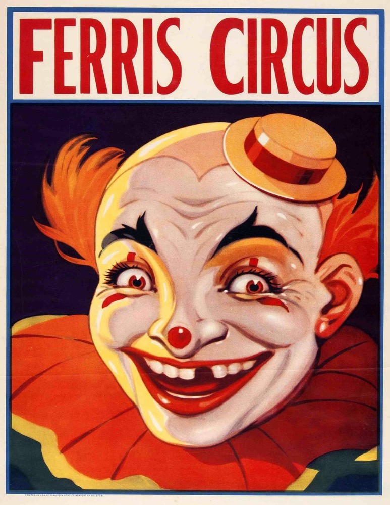Decoration Poster.Home room art.Interior design.Circus Horror scary Clown.7448