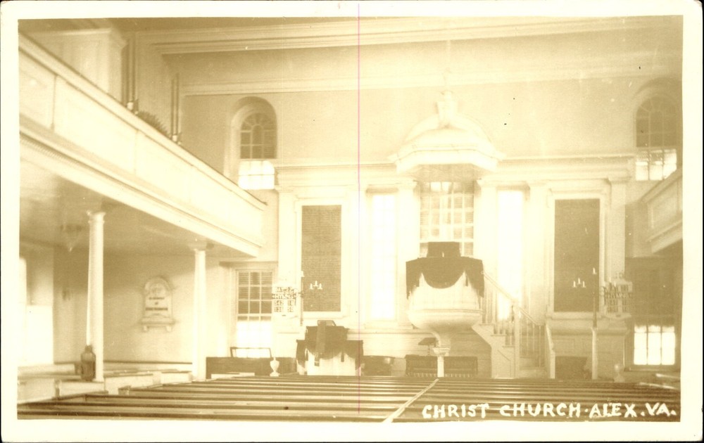 RPPC Christ Church Alexandria Virginia VA interior altar balcony~AZO 1920s