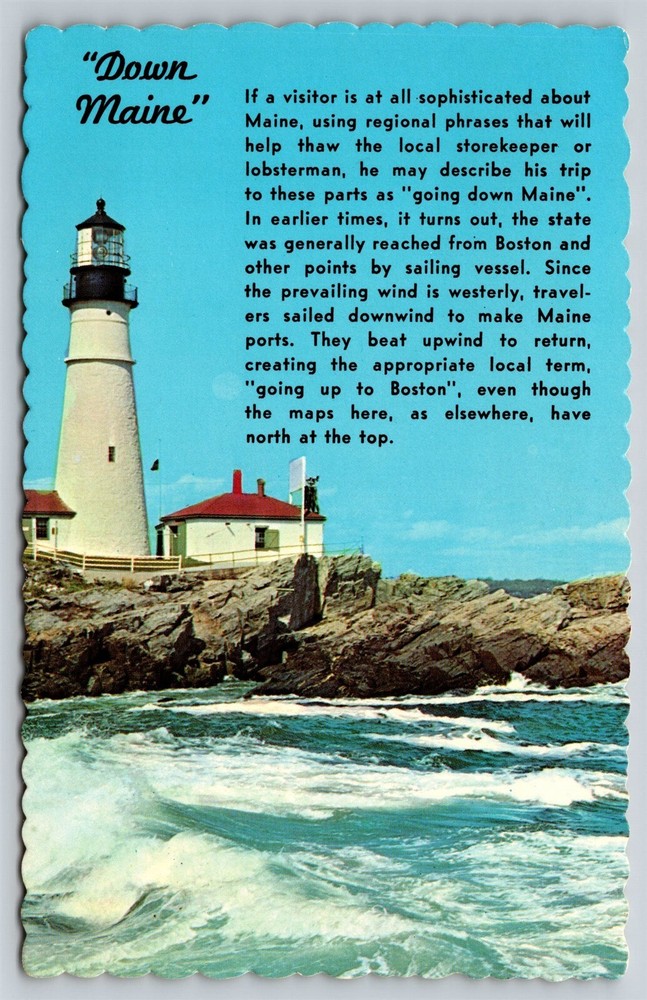 Maine Portland Lighthouse Down Maine Postcard, C4