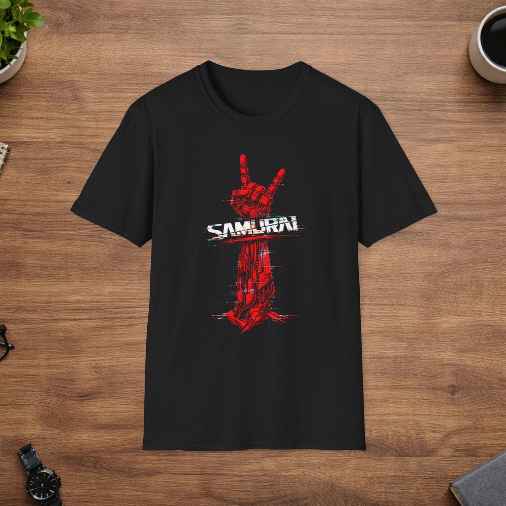 Cyberpunk 2077 Samurai T Shirt Hand Sign Night City Graphic Tee Shirt