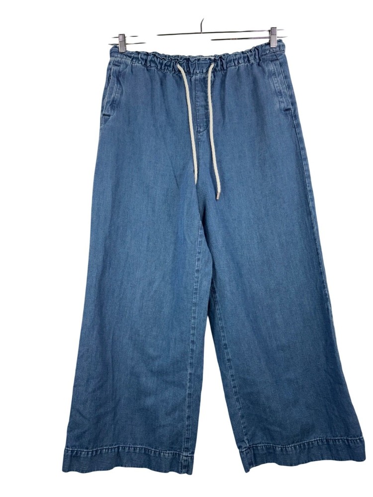 LOFT Linen blend wide leg relaxed pull on jeans blue 90s coastal sz XL