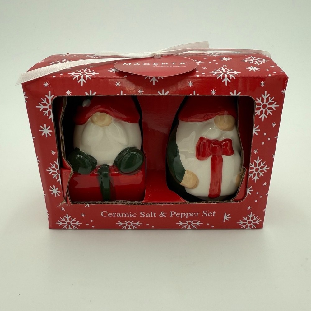Magenta Home Christmas Gnome Ceramic Salt and Pepper Shaker Set Holiday