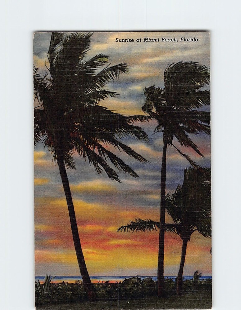 Postcard Sunrise at Miami Beach Florida USA
