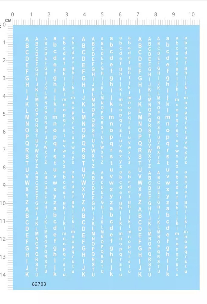 1.8-2.6mm Arial Font A-Z Characters Markings Model Kit Water Slide Decal White
