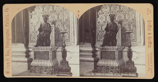 Rome Italy 1900s St Peter Statue Vatican Basilica Interior Stereoview