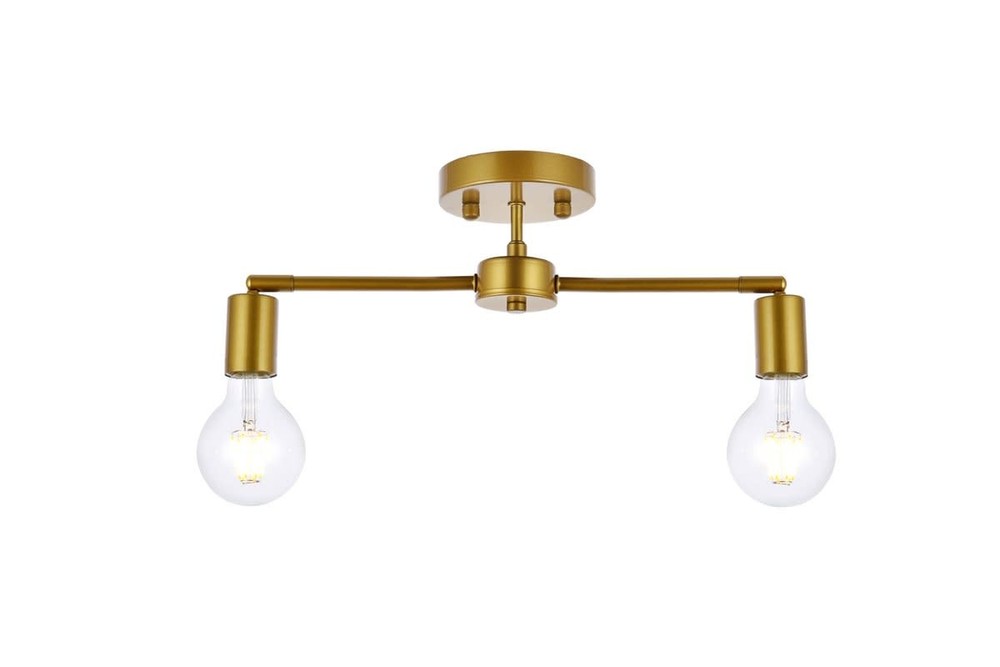 Elegant LD2348 Zane 2-Light 22 Inch Semi-Flush Linear Brass Fixture