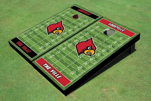 University of Louisville Alternating Football Field Custom Cornhole Board
