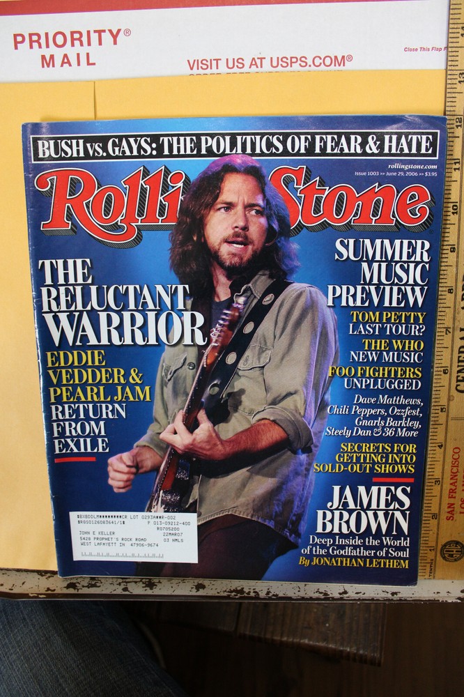 2006 Rolling Stone Magazine Eddie Vedder Pearl Jam James Brown Bush Vs. Gays