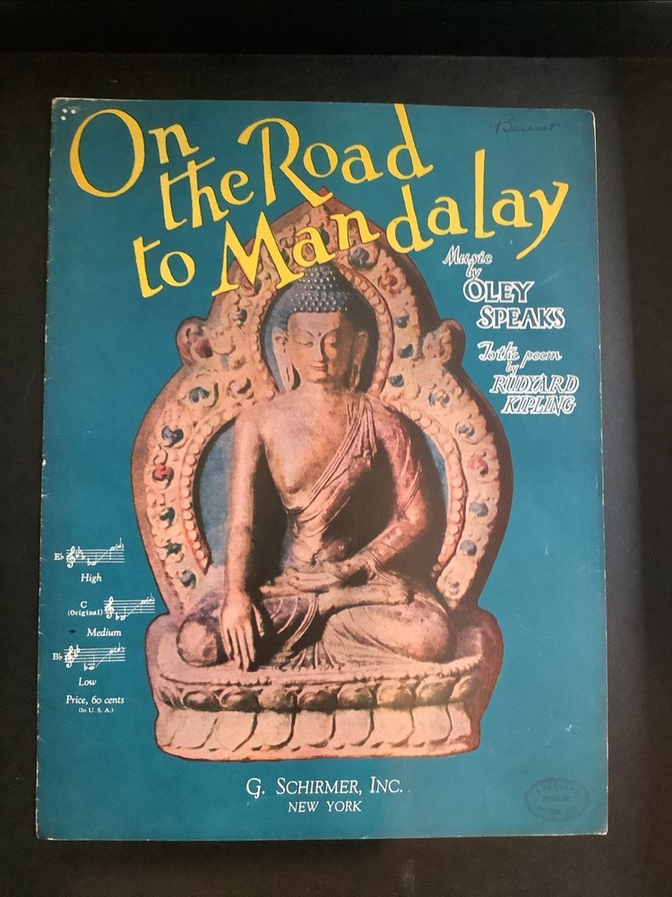On the Road to Mandalay Rudyard Kipling Oley Speaks 1935 sheet music RARE VG+