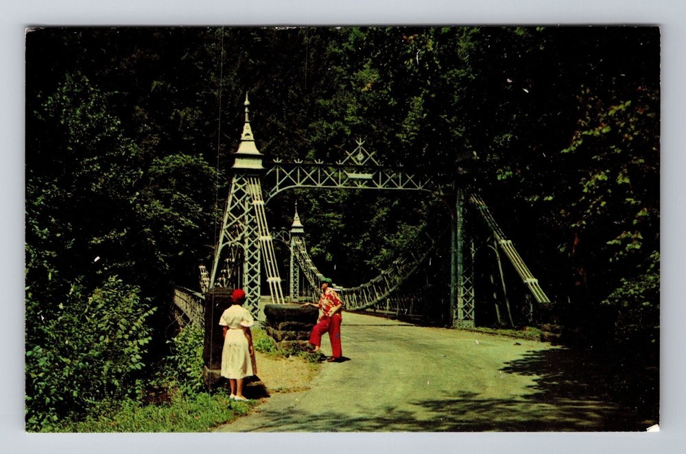 Youngstown OH-Ohio, Mill Creek Park Suspension Bridge, Antique Vintage Postcard