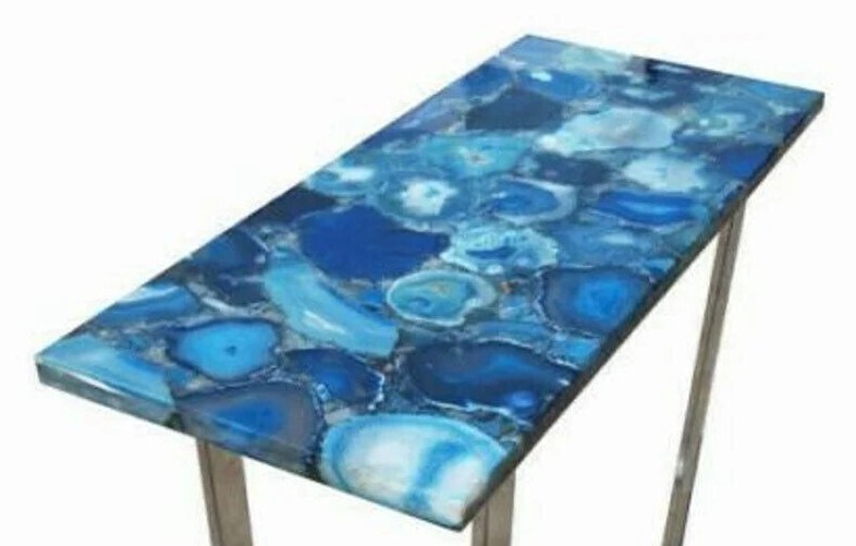 Blue Agate Stone Dining Kitchen Console or Hallway Table