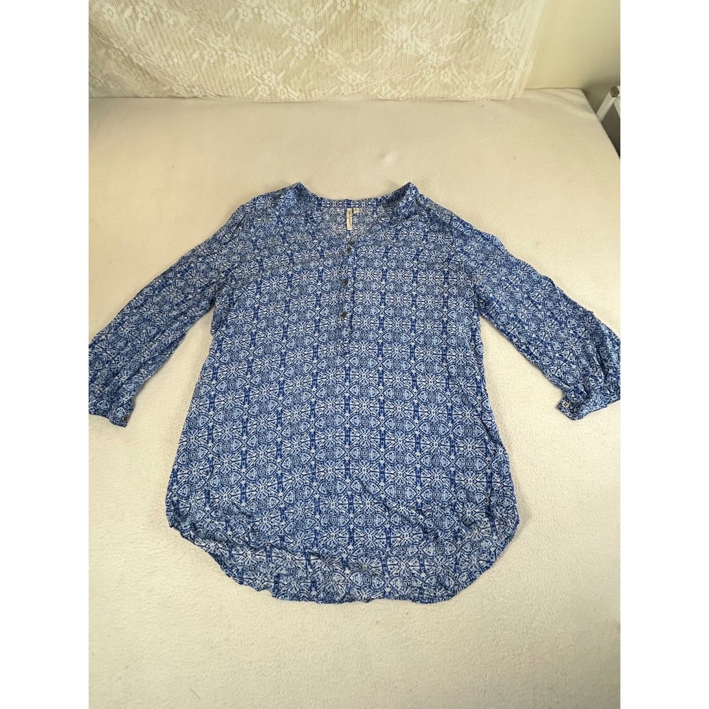 Grand & Greene Tunic Top Women Medium Blue Boho