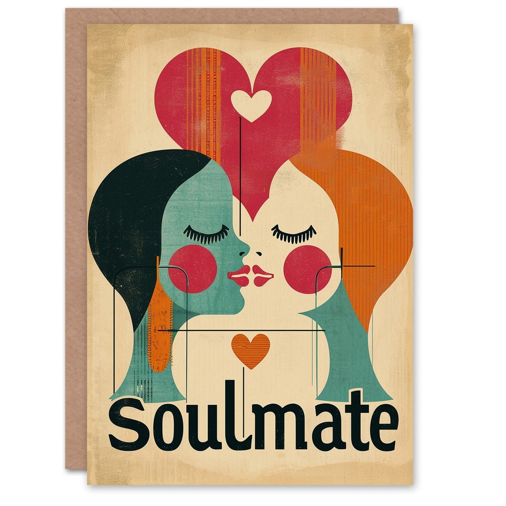 Valentines Day Greeting Card Soulmate Gay Lesbian Couple Modern For Her Wife