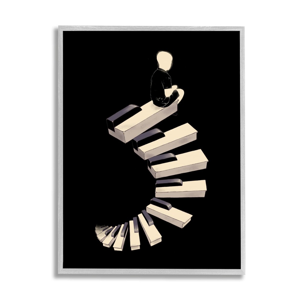 Surreal Piano Keys Spiral Framed Wall Art, Design by Matheus Lopes Castro