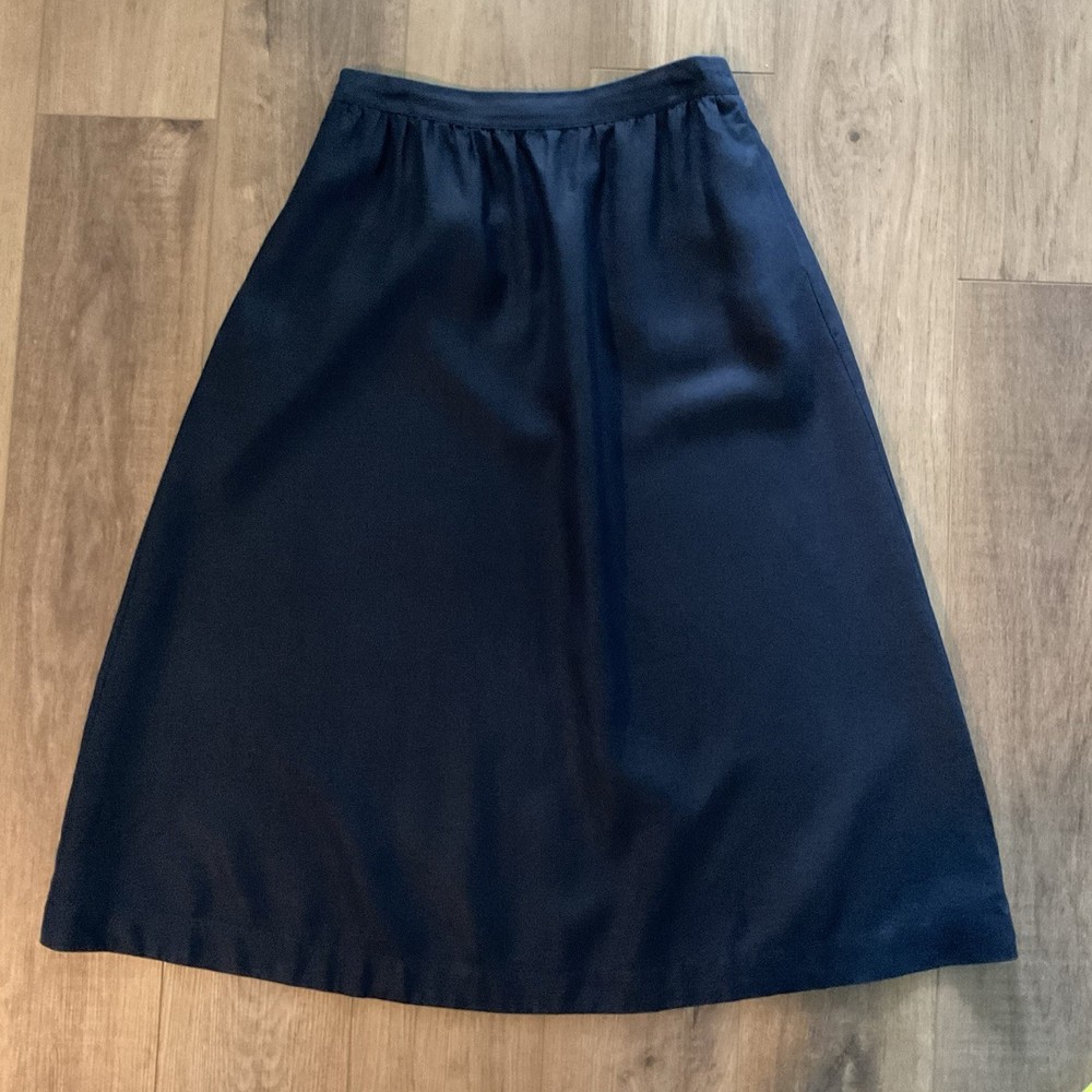 Boden Florence Linen Skirt, navy blue, size 10R, 100% linen, midi length