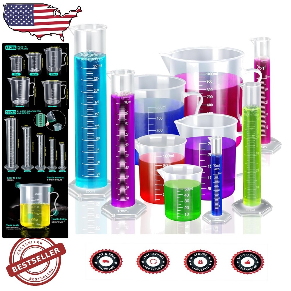Precise 10-Piece Lab Cylinder and Beaker Set