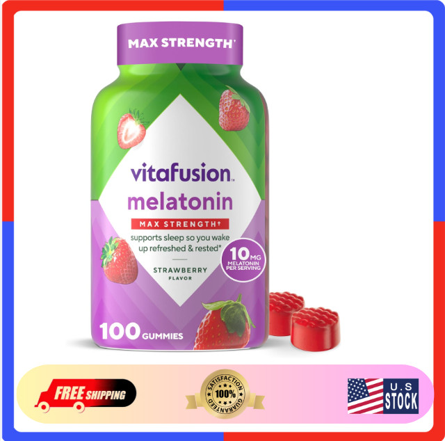 Vitafusion Melatonin Max Strength Gummies Strawberry 10mg 100 Gummies