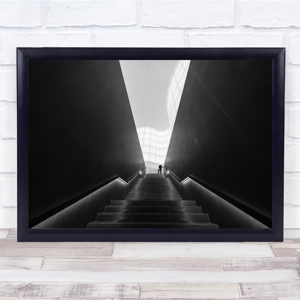 Italy Urban Street Modern architecture Black & White Wall Art Print