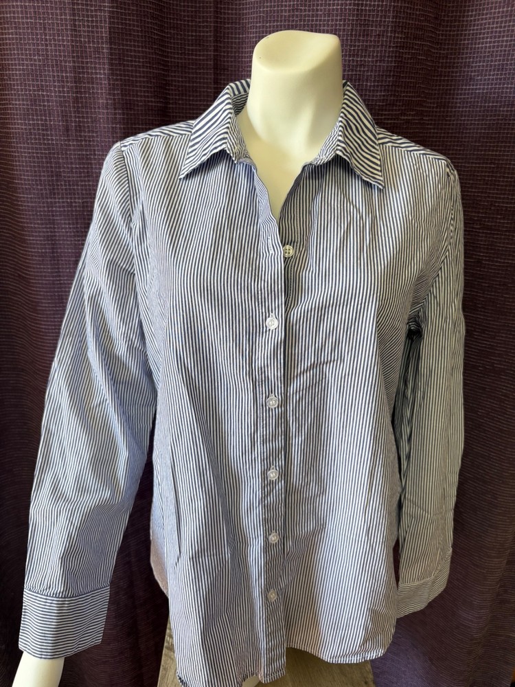 Chicos Button Striped Womens Button Down Collared Shirt Size Chicos size 1