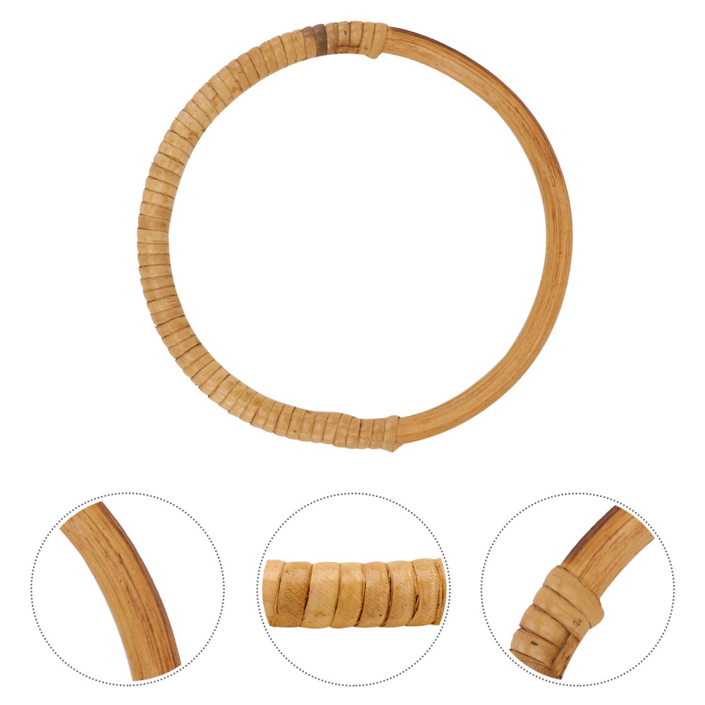 2 Pcs Round Wicker Hand-Pulled Bag Handles for Travel & Shopping