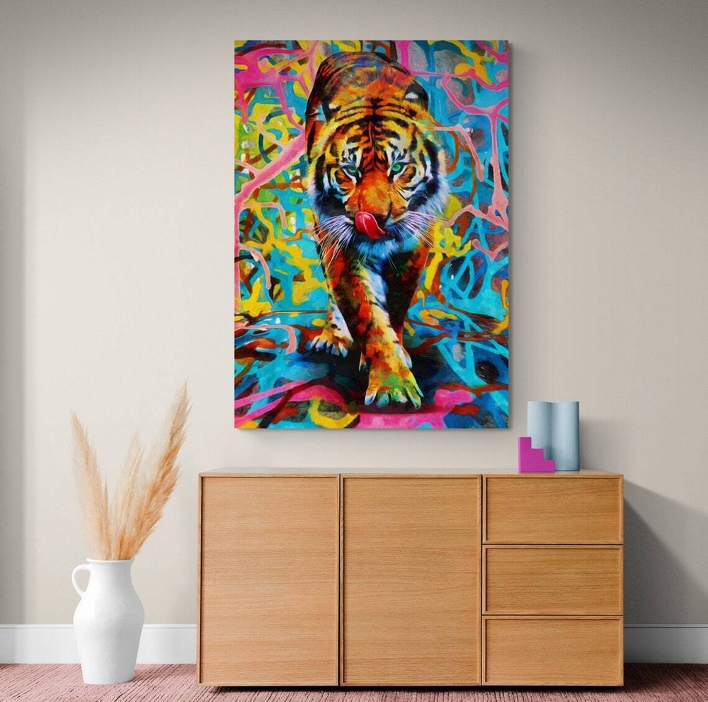 Colorful Tiger Graffiti Wall Art Canvas Unframed Print Art