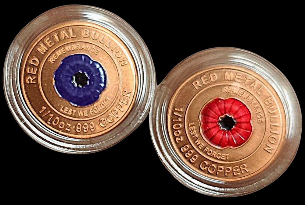 Red And Purple Poppy Coins Copper RMB Bullion Rare Collectible