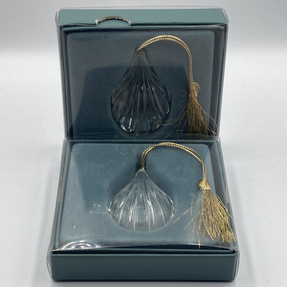 Lenox Crystal Clam Shell Ornaments Set of 2 Elegant Holiday Decor