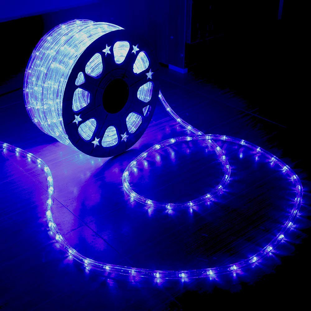 Indoor Outdoor Rope Lights,110V 100ft Blue Connectable Led Rope Lights Waterp...