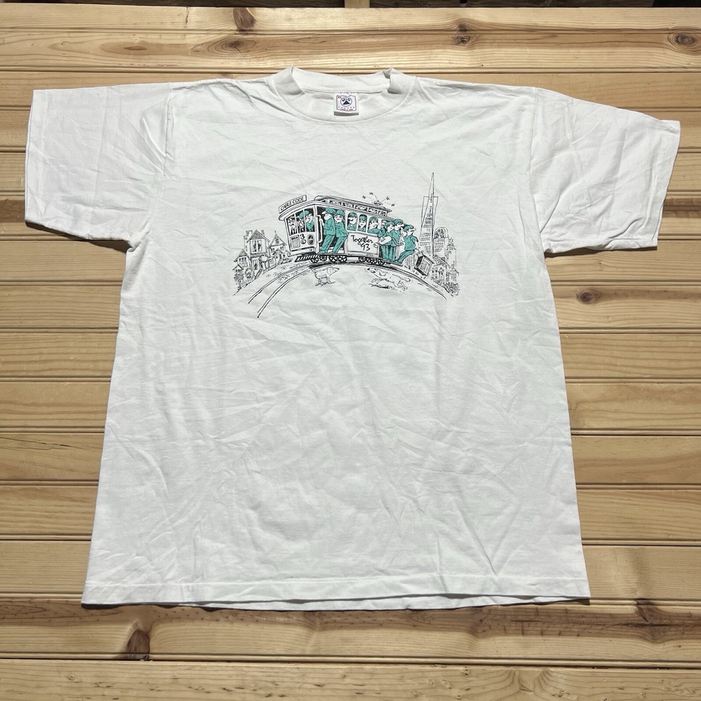 Vintage 90s 1993 Cable Code Trolley Car Together Art San Francisco Shirt Size XL